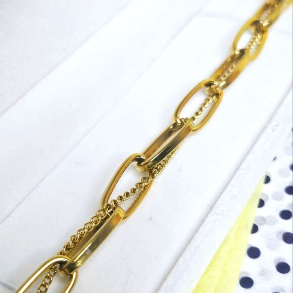 14K Gold Double Chain Link Bracelet on 925 Silver - Picture 4 of 7